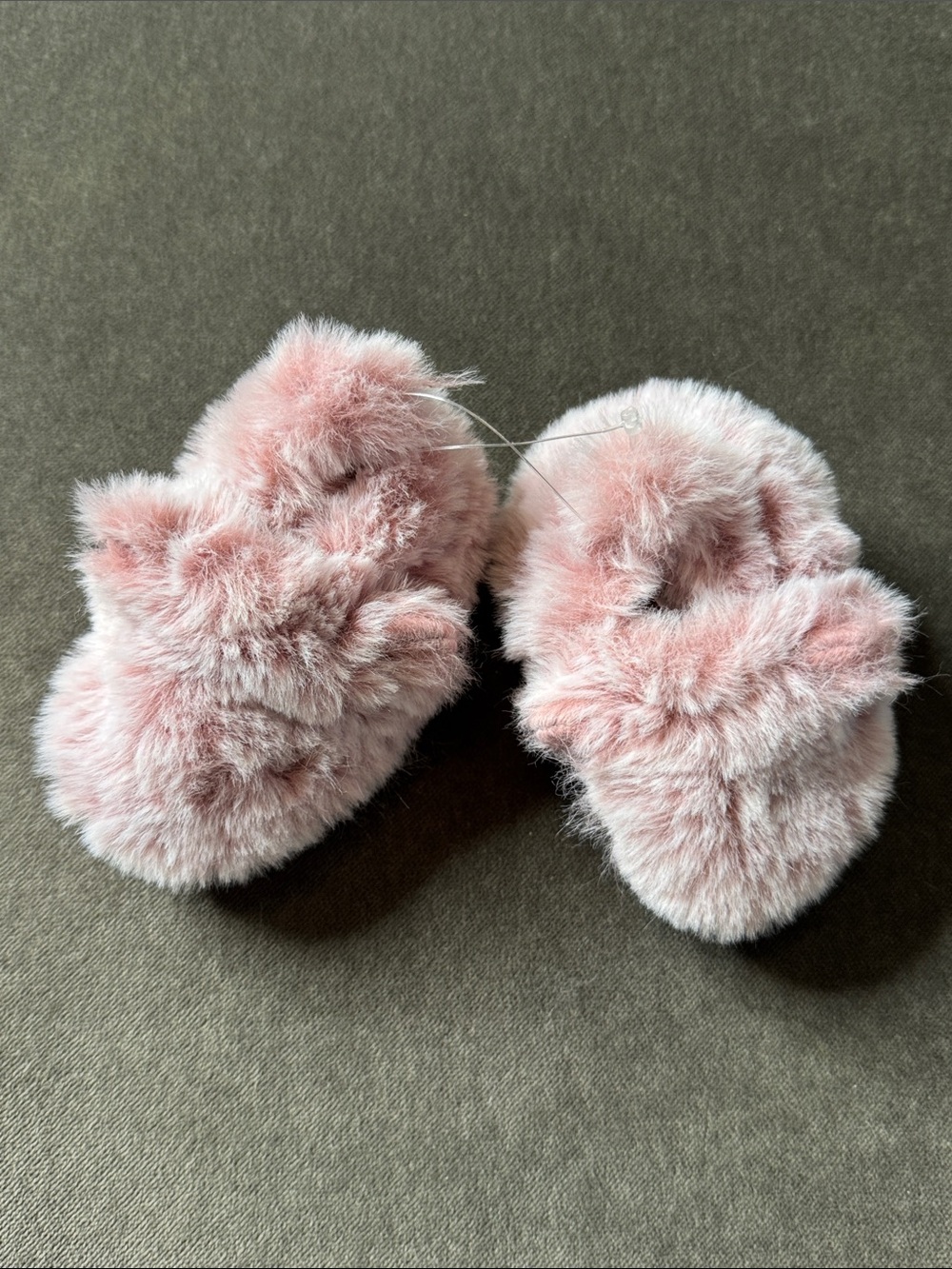 Carters Just One You Plush Pink Fuzzy Baby Booties Slippers 0-3 months NEW